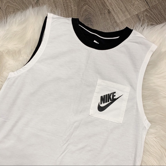 Nike Colorblock Muscle Tank Top Black & White XS - Picture 2 of 12